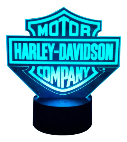 Lámpara De Mesa 3d Harley Davidson Base Negra + Control