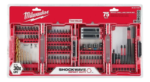 Kit Ponta Bit E Brocas Shockwave 75 Pçs 48-32-4030 Milwaukee
