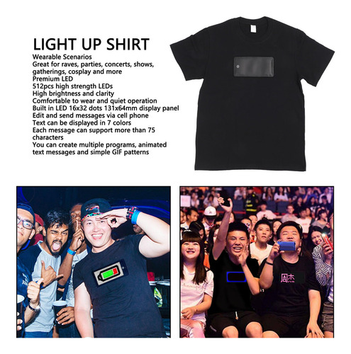 Camiseta Led, Camisas Resplandecientes Camiseta Iluminada