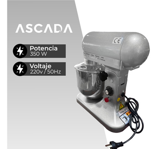 Batidora Planetaria 7l Ascada Color Gris Frecuencia 50 Hz