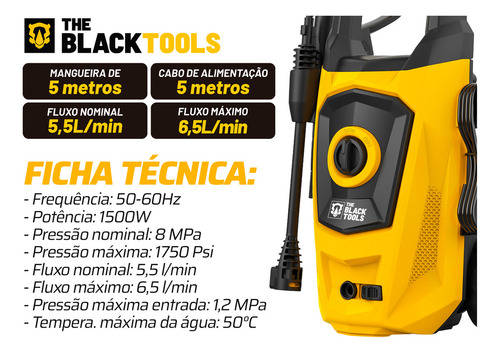 Lavadora De Alta Pressão The Black Tools Tblv175 1750psi Potência De 1500w