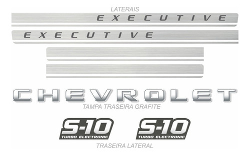 Adesivos Compatível S10 Executive 09/11 + Faixa Grafite R447 Cor Prata