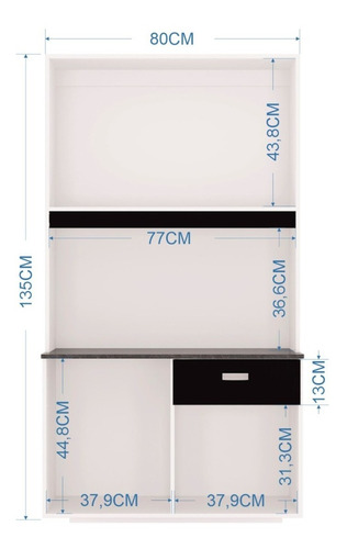 Imagen 3 de 3 de Cocina Superior Alacena 4 Puertas Compacto Lili Blanco - Neg
