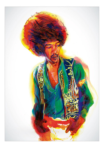 Lamina Autoadhesiva - Jimi Hendrix #03 - 21 X 29 Cm - Precio