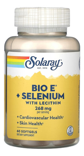Solaray Bio E Y Selenio Con Lecitina 60 Cápsulas Blandas Sabor Sin Sabor