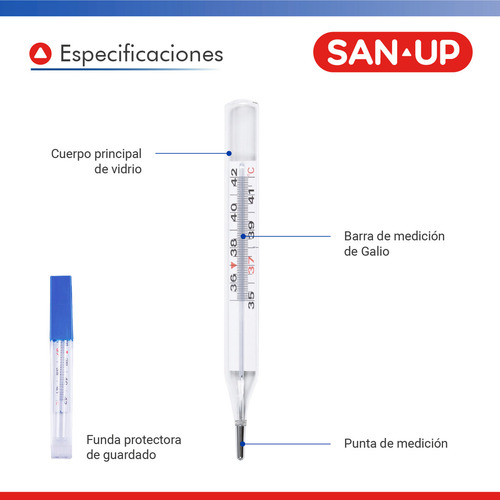 Termómetro De Galio San Up Biotherm Sin Mercurio Alta Precisión Numeración Grande