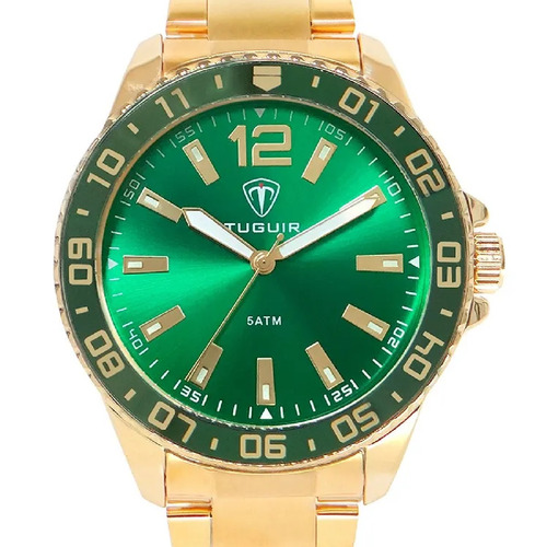 Relógio Masculino Tuguir Analógico Tg160 - Dourado E Verde