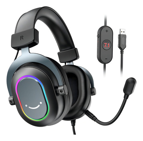 Headset Fifine Ampligame H6 Rgb 7.1 Surround Gamer -black