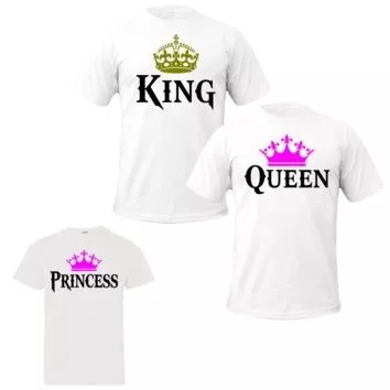 Camiseta De Casal King Queen Coroa Rei Rainha