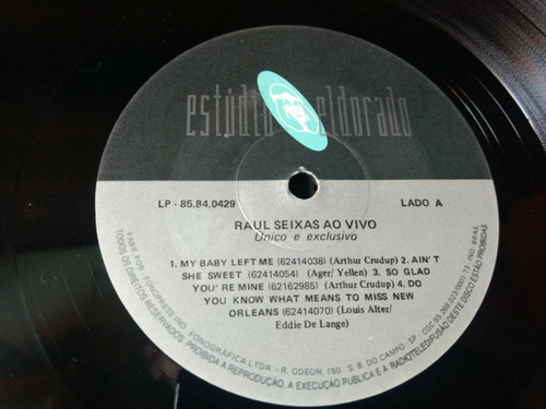 Lp Raul Seixas - Ao Vivo - Único E Exclusivo (1983) Eldorado (Usado)