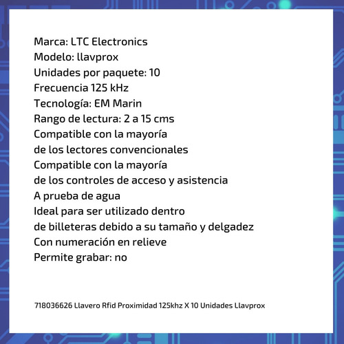 Imagen 5 de 9 de Llavero Rfid Proximidad 125khz X 10 Unidades Llavprox