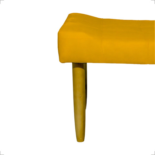 Puff Decorativo Retangular Requinte Pé Palito Suede Bege Cor Mostarda