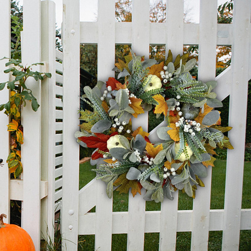 Guirnalda Colgante De Corona De Calabaza De Eucalipto Para