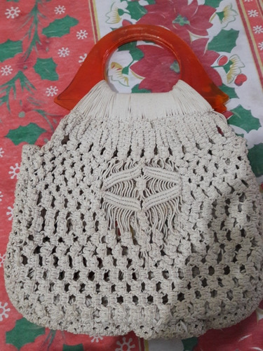 Cartera-bolso Tejido Al Crochet. Usado. 