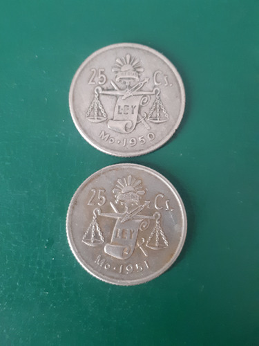 México 1950/51 25 Centavos Plata (Usado)