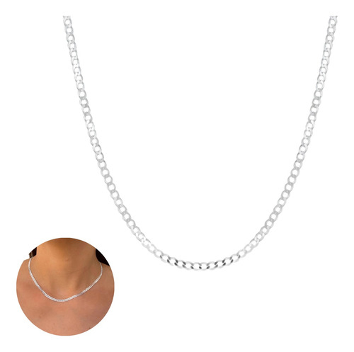 Colar Cordão Grumet 3mm 45cm Feminino Em Prata 925 Cor Prateado