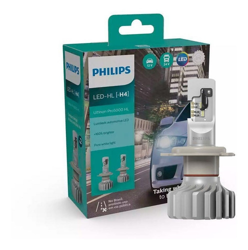 Imagem 2 de 3 de 1 Unidade Lâmpada Moto Philips Ultinon Led H4 6200k +160%