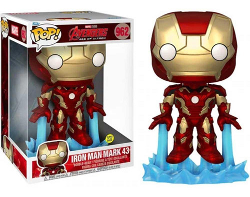 Avengers 962 Iron Man Mark 43 brilla en la oscuridad, 26 cm, Funko