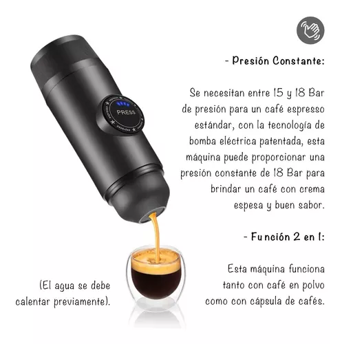 OFERTAS  Cafetera portátil para coche, de cápsulas o molido,  adaptable a cualquier lugar que es novedosa