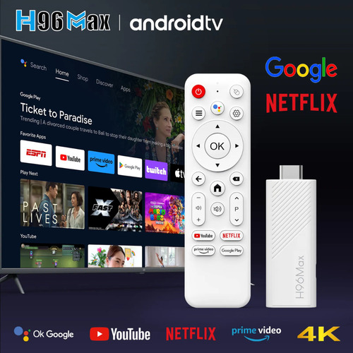 Tv Stick H96 Max H313 2025 Android 2gb+8gb Google Asistant Blanco De Voz
