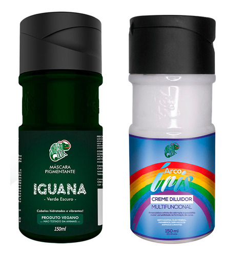  Kit Iguana 150ml E Diluidor Arco Iris 150ml Kamaleão Color Tom Verde Escuro