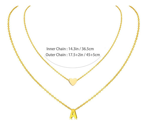 Collar Dije Letra M Corazon Mujer Joyería Oro Regalo Navidad