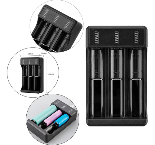 De Batería Usb Con Indicador Led Para 3.7v/4.2v 3 Ranuras