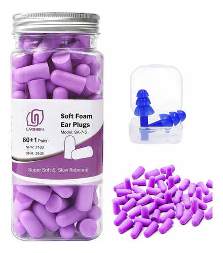 Tapones De Oídos De Silicona Para Reducción De Ruido 60 Par Color Violeta
