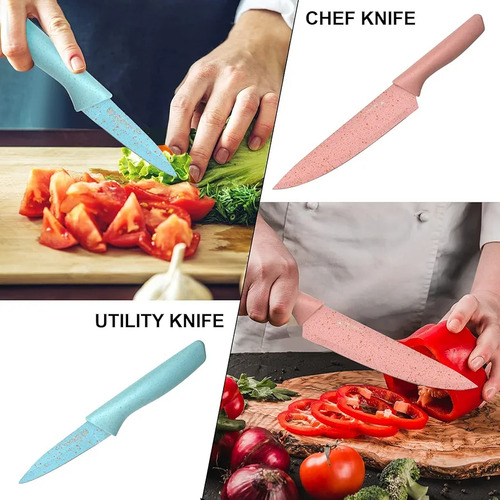 Juego De Cuchillos 6 Piezas Colores Cocina Cortar
