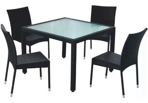 Juego Comedor Jardin Rattan Mesa 4 Sillas Exterior