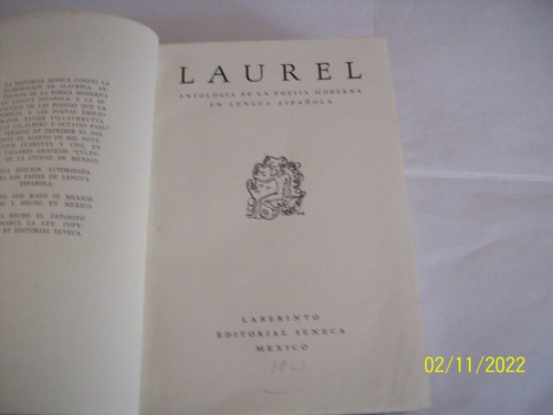 Laurel. Poesía Moderna En Lengua Española.  Antología. 1941