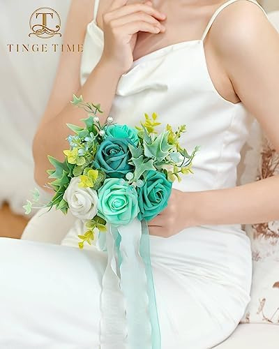 Tinge Time Ramos De Boda De Flores Artificiales De 7 Pulgada