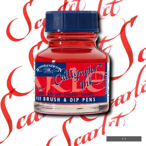 Imagem 3 de 3 de Tinta Para Caligrafia Desenho Winsor & Newton Escarlate 30ml