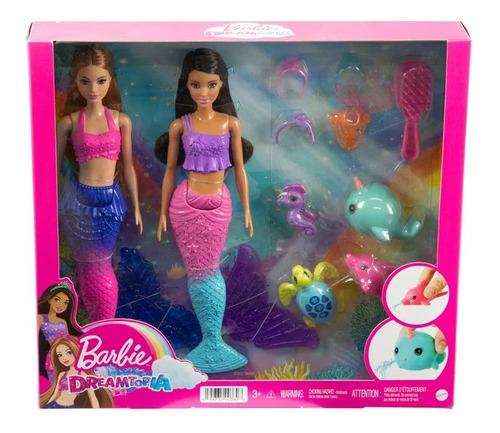 Juego 2 Muñecas Barbie Sirena 30 Cms - 4 Juguetes Incluidos