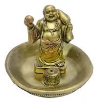 Comprar Porta Sahumerios Buda Sonriente - Adorno Original Regional Dorado Oscuro Buda Sonriente