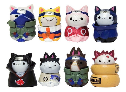 Figura De Acción De Naruto Kit 8 Bonecos Gato Modelo Q Versi