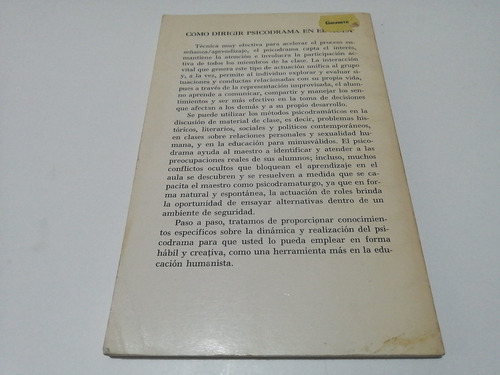 Cómo Dirigir Psicodrama En El Aula Robert C. Hawley (Usado)
