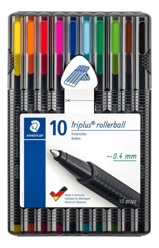 Caneta Triplus Rollerball Staedtler Com 10 Cores 0.4mm Cor da tinta Sortida Cor do exterior Preta