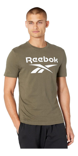 Reebok Camiseta Estándar Con Logo Ri Para Hombre, Verde Mili