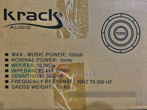 Subwoofer De 10 Pul. 4 + 4 Ohms 500 Watts Rms Krack Kwx-1044