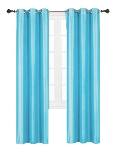 Cortinas Blackout 188anchox213largo En 2 Paneles Ahuladas K Color Azul Turquesa