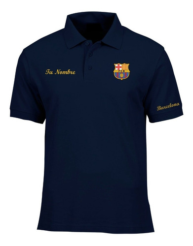 Camiseta Tipo Polo Personalizada Barcelona Logos Bordados