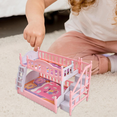 Muebles Para Casa De Muñecas, Cama Doble, Escalera Recta,