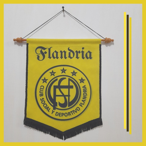 Banderín Flandria 28x38 Cm Tela Y Madera