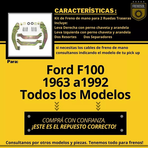 Kit Freno Mano P/ Ford F100 1963-1985 X2 Ruedas