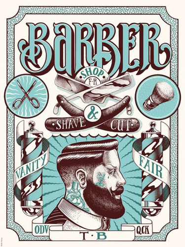 Pacote 10 Adesivos 20x30 Vintage Barbershop Barbearia Novos