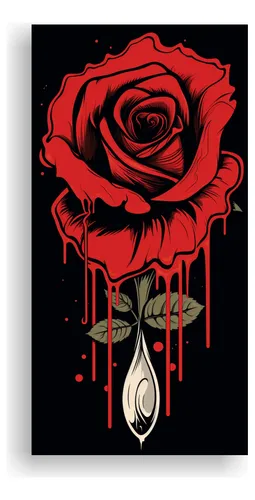 comprar Cuadro Pintura Vintage Rosa Sangrante 30x60cm Bastidor Mader