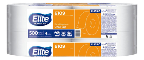 Papel Higienico Jumbo Elite 500 Mts Pack X 4 Rollos 6109