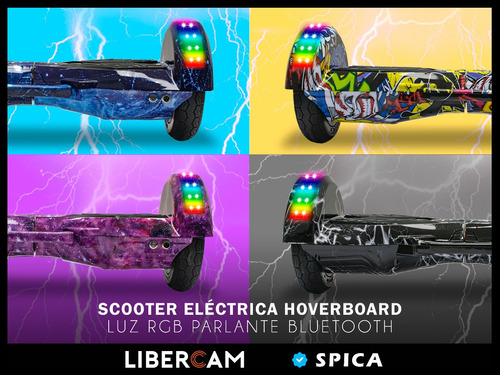 Imagen 9 de 10 de Patineta Scooter Electrica Hoverboard Spica S-90 Luz Rgb Bt