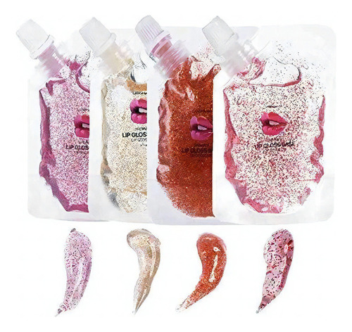 Sumeitang 4 Colores Brillo Labial Base Set Glitter Versagel